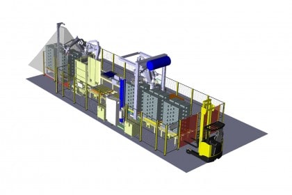 Heavy duty item palletizing and depalletizing robot automation system