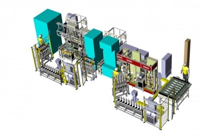 Shaft finished product assembly line handling robot automation system