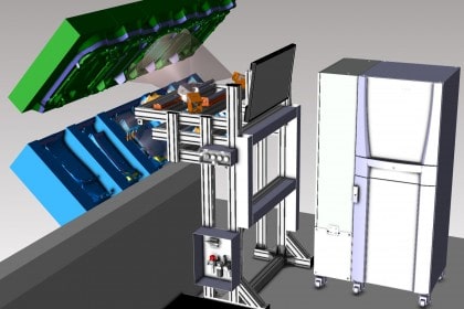 Urethane foaming line product defect detection 2d high speed vision system
